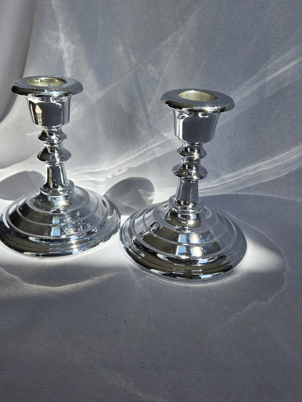 Vintage Doehler-Jarvis Corp Chrome Candlestick Holders Set of 2 MCM